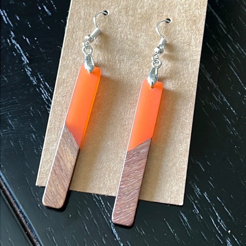 WOOD and acrylic earrings-NWT
